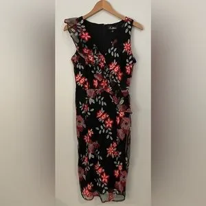 Sam Edelman | Dresses | Nwt Sam Edelman Floral Embroidered Mesh Ruffle  Column Sheath Dress Size 4 | Poshmark